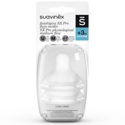 Pack 2 Tetinas Fisiológicas SX Pro de Silicona Flujo Medio +3 Meses.