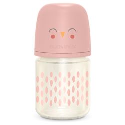 Biberón Vidrio 120ml Bonhomia Feather Rosa