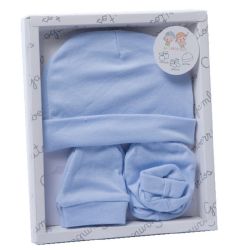 Set de Manoplas, Patucos y Gorro Azul