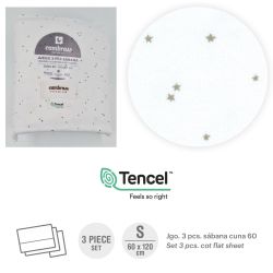 Triptico Sabanas Cuna 60 60X120X1 Cm Estrellas Gris