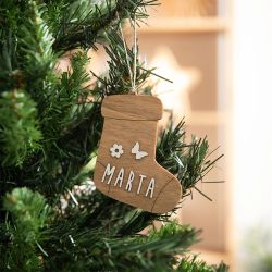 Adorno Calcetin de Madera con Kit de Letras