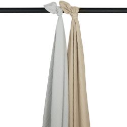 Muselina Lavada Grande Pack De 2 120X120 Meuni Light Grey/Sand