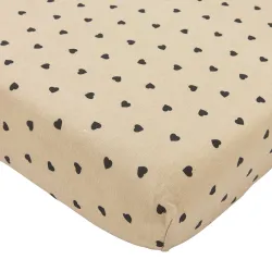 Sabana Bajera Ajustable Cuna 60 60X120 Cm Me-Sweet Heart Soft Sand/Black