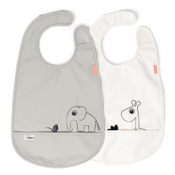 Babero com velcro 2 amigos Veado Cinzento/Beige