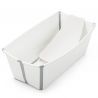 Conjunto de Banheira Dobrada Bebê Flexi Banho Branco com Tapão e Suporte