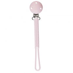 Porta-chupeta de silicone com trança rosa