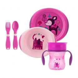 Conjunto completo de comida rosa 12M+