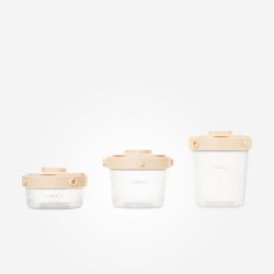 SET 3 CONTENEDORES ALIMENTACION CREMA