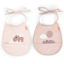 Conjunto de 2 babadores com bolso pequeno Clouds - Rosa