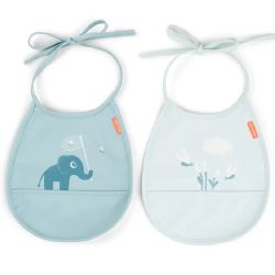 Conjunto de 2 babadores com bolso pequeno Elphee - Azul