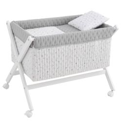 Minicuna Tesoura Madeira House Azul/Branco 55X87X74 Cm