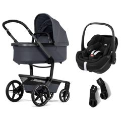 Carro Trio Joolz Day 5 Cinza Pedra com Bebê Conforto Pebble Preto