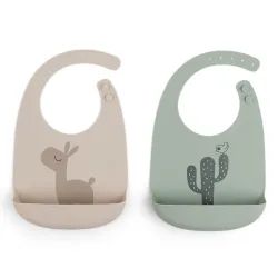 Pack 2 Babadores de Silicone Lalee Arena e Verde