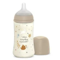 Biberão Poliamida 270ml Wonderland Frase Bege